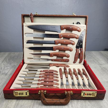 حقيبة سكاكين سويسرية لمطبخ 25 قطعة