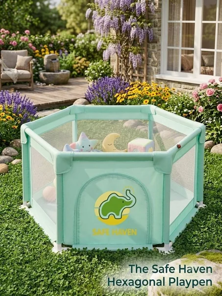 Parc à Bébé Hexagonal "Safe Haven" - Espace de Jeu Sécurisé