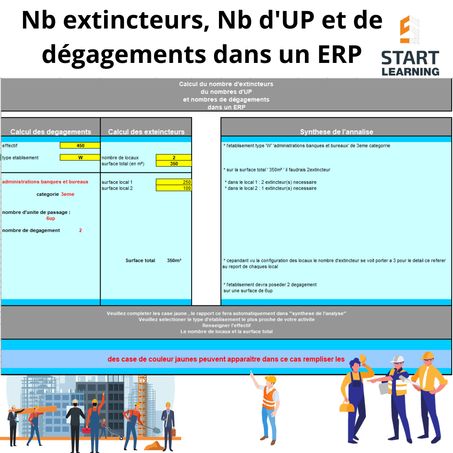 Nb extincteurs, Nb d'UP et de dégagements dans un ERP