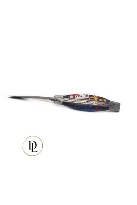 Laguiole pliant 11 cm, manche en cube de construction sous résine