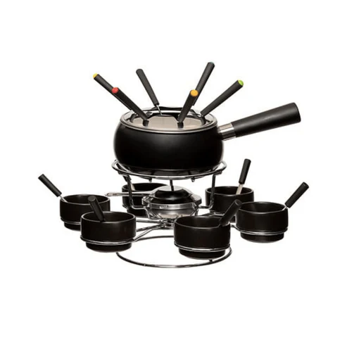 Service à fondue rotatif 6 personnes céramique noir