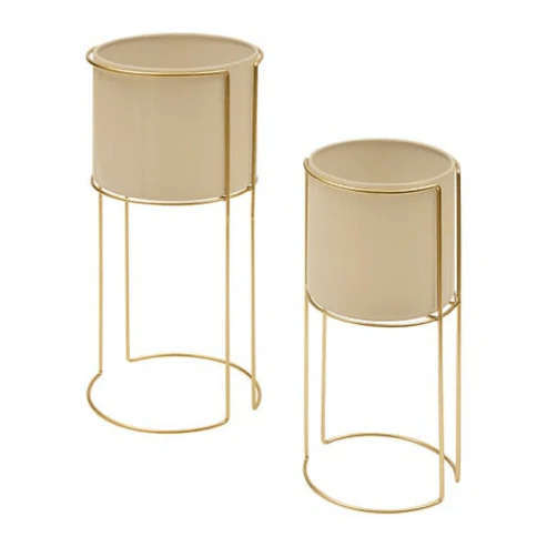 Cache-pot Zigy en métal doré décoratif