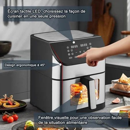 Air Fryer Smart Vision 8L – Écran Tactile & Fenêtre Transparente