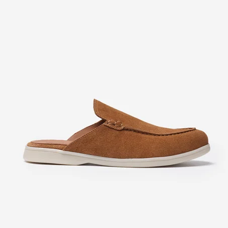 babouche en daim camel