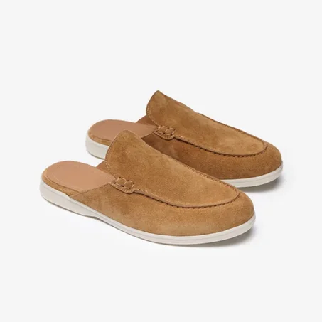 babouche en daim camel