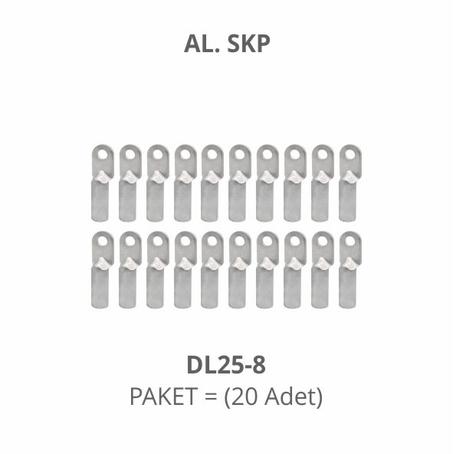 ALÜMINYUM (SKP DL25-8) SIKMALI KABLO PABUCU (PAKET: 20 ADET)