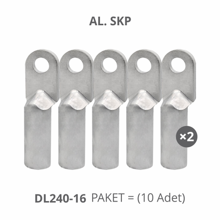 ALÜMINYUM (SKP DL240-16) SIKMALI KABLO PABUCU (PAKET: 10 ADET)