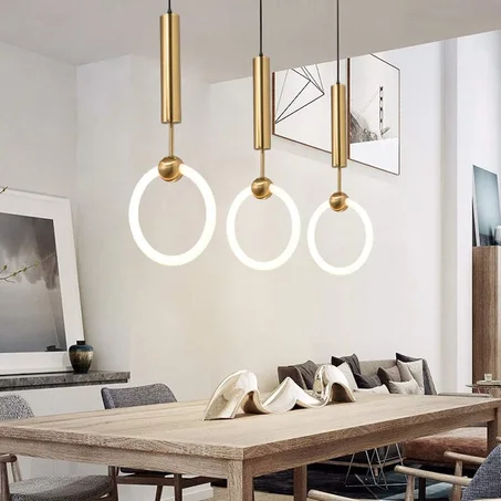 Lustre Suspendu Oval en Laiton/Verre