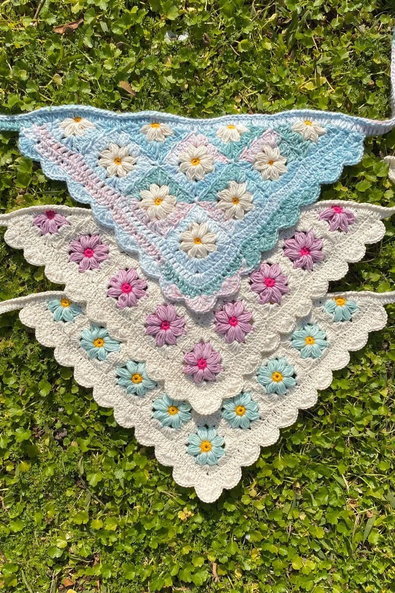🌸 Bandana Crochet Handmade Floral 🌸