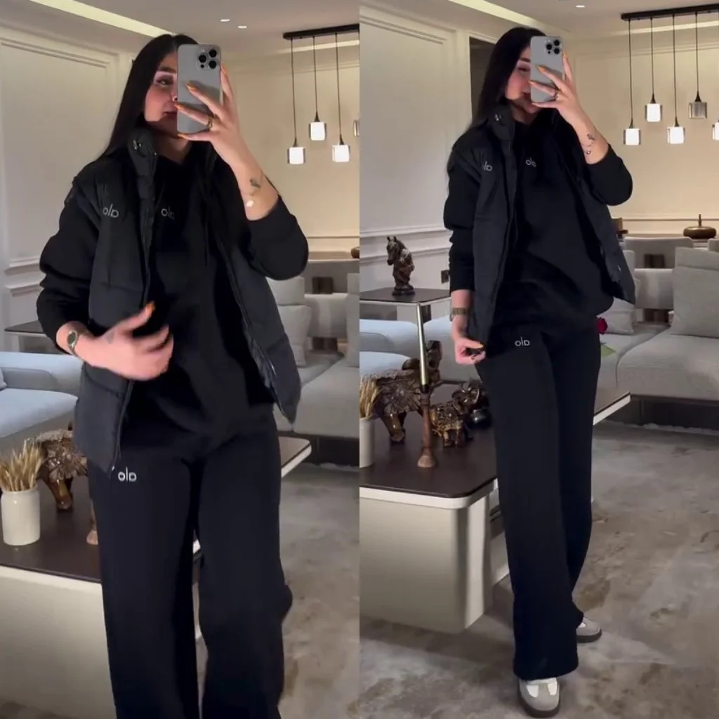 Ensemble 3 pièces Alo Yoga (Gilet matelassé + Hoodie + Jogging)