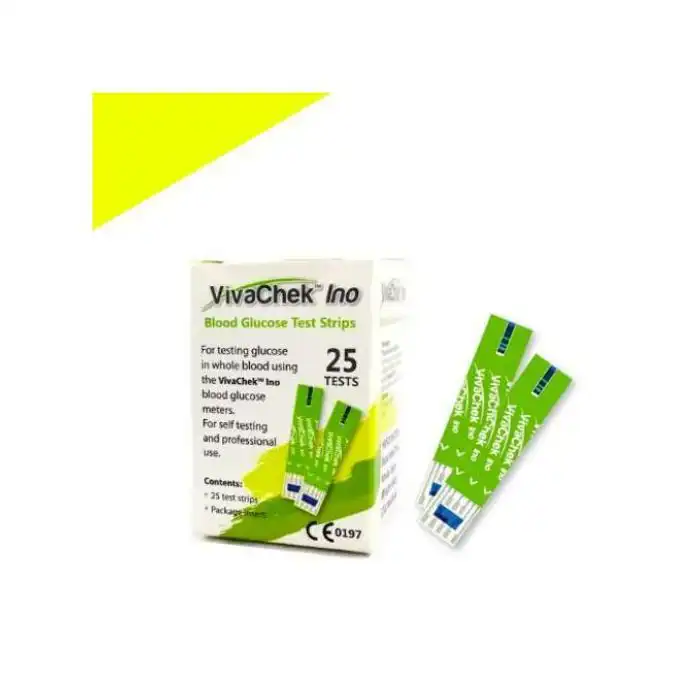 Bandelettes de Test de Glycémie VIVACHEK Ino - Boîte de 25 Unités