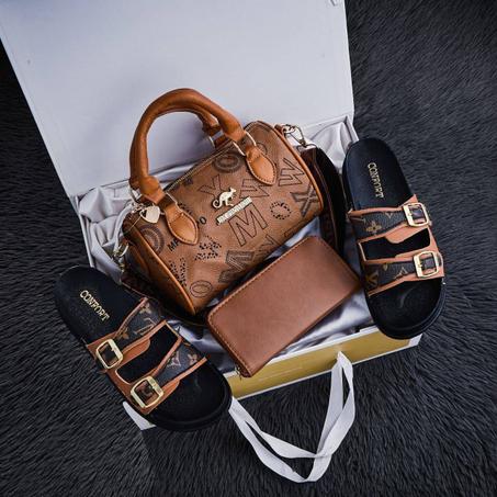 PACK SAC  MARRON + SANDAL REF :001