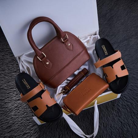 PACK SAC  MARRON + SANDAL REF :002