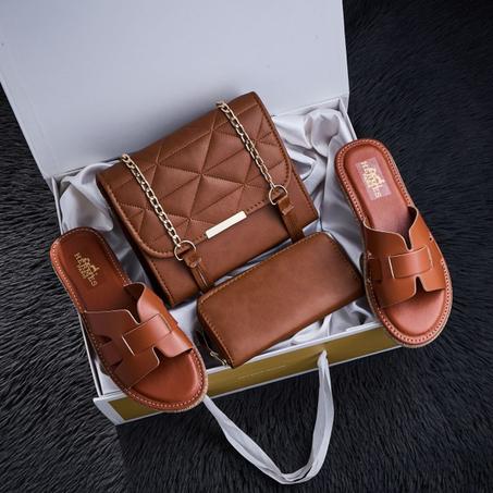 PACK SAC  MARRON + SANDAL REF :003