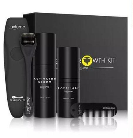 لوكس فيوم - مجموعة نمو اللحية للرجال، العناية باللحية، سيروم منشط، رذاذ منعش، ديرمارولر.