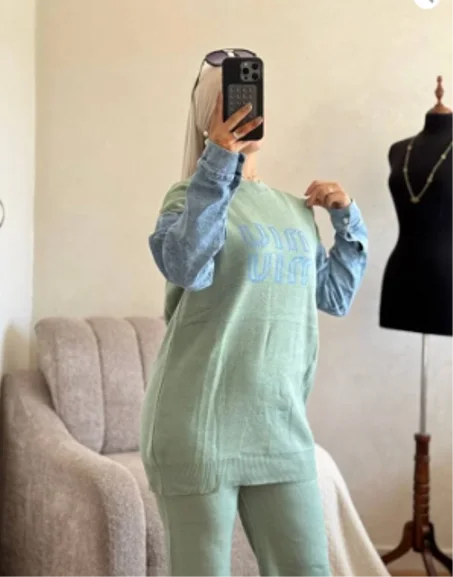 طقم نسائي أنيق من قطعتين بخيط تركي فاخر – جودة ممتازة وألوان زاهية