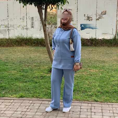 بدلة رياضية قطنية عالية الجودة باللون الأزرق