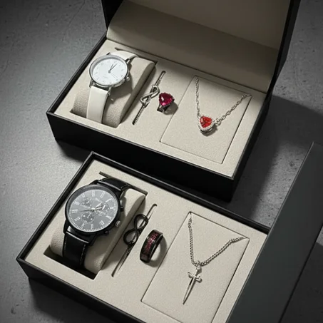 pack couple : montres, bagues, colliers, bracelets (matchy matchy)