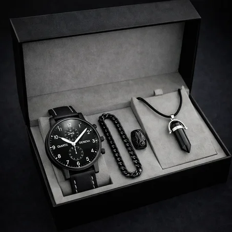 Pack watch, bracelet, ring, necklace, gift pack (for men)