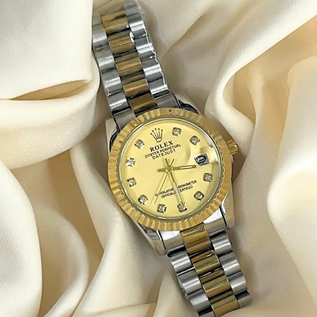 Montre Rolex bicolore or et argent – Cadran doré luxueux