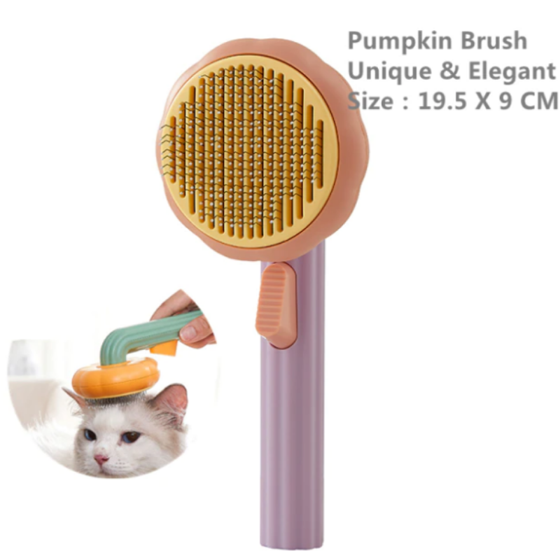 Pumpkin Pet Brush, Self Cleaning Slicker Brush for Shedding Dog&Cat