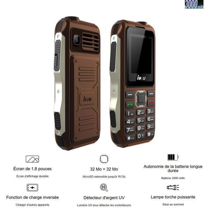 هاتف عسكري قوي بطارية 3000mah هاتف ضد الكسر ومقاوم للماء