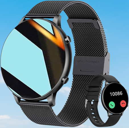 ساعات ذكية FILIEKEU للرجال والنساء مزودة بمكالمات بلوتوث وشاشة تعمل باللمس بالكامل مقاس 1.39 بوصة ومضادة للماء ورياضية للياقة البدنية ومراقبة معدل ضربات القلب والنوم وعصرية باللون الأسود الشب