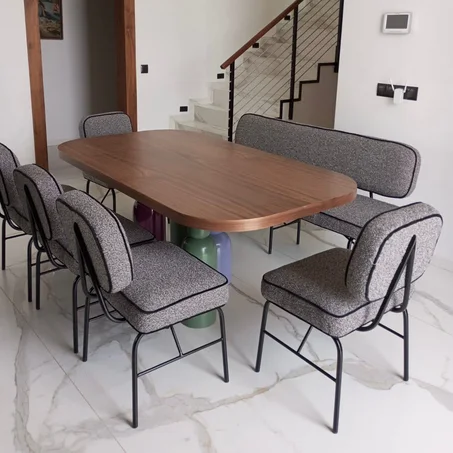 Ensemble Salle à Manger : L'élégance du Bois & du Fer 🏠💎