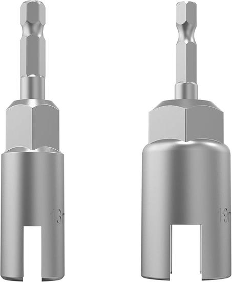 Paquete de 2 (0.512 in, 0.748 in) de 1/4 de pulgada con vástago hexagonal de 1/4 de pulgada, juego de destornilladores de tuerca de ala eléctrica, juego de herramientas para ranuras, tuercas