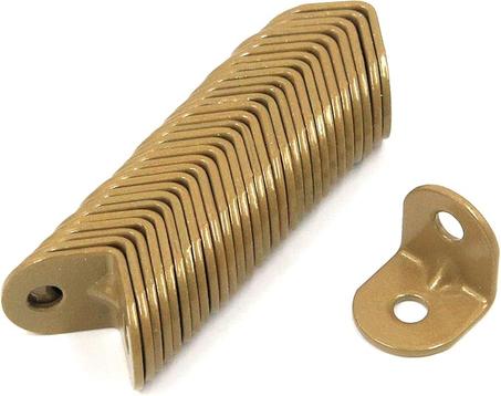 T Tulead Soportes de muebles en forma de L de 0.75 x 0.75 x 0.75 pulgadas, soporte de pared dorado para cama dorada, sujetadores de soporte pequeño, 30 piezas con tornillos de montaje