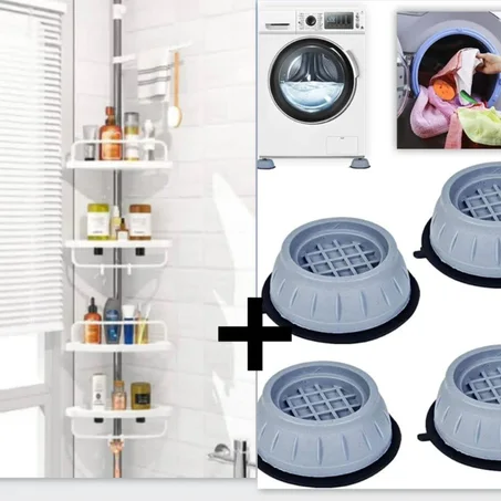 منظم الحمام – 4 طبقات + وسادات مضادة للاهتزاز للغسالة