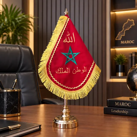 Drapeau Marocain Premium sur Support – 50 cm