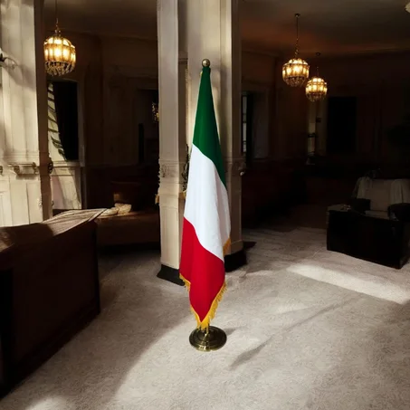 Drapeau Italien Premium Velours avec Support Doré 2 mètre – Élégance & Qualité Supérieure