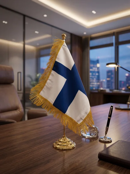 Drapeau de Bureau Prestige – Finlande (40 cm)