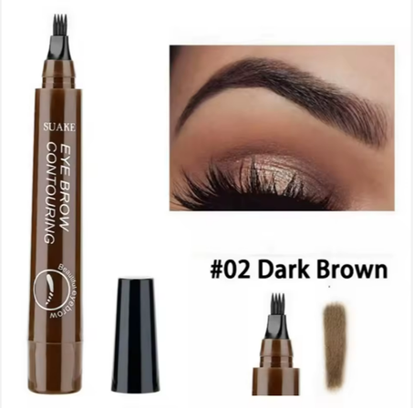 Microblading Eyebrow Pen 4 Fork Tip Tattoo Pencil Long Lasting Fine Sketch Brown Black Waterproof
