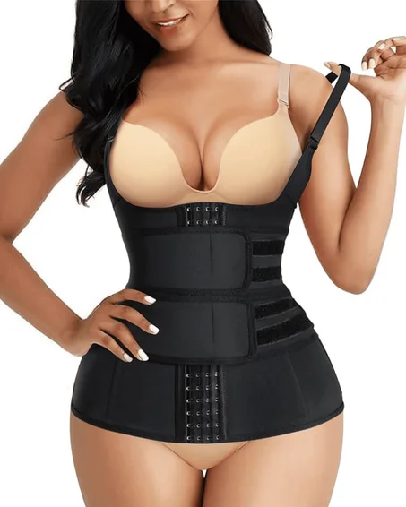 Underbust Corset Steel Boned Zipper Cincher Body Shaper Waist Trainer Vest