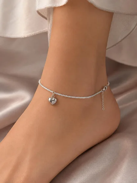 Chaîne de Cheville Cœur d’Argent