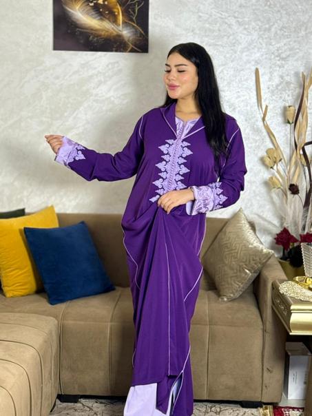 جلابة هماوية دوبْياس مطروزة + قميص تحتاني.. أناقة كاملة بثمن يهبل 💃✨ 2