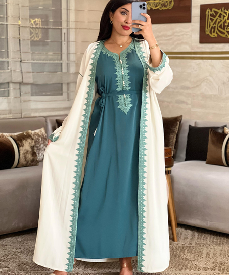 👑 قفطان مغربي من قطعتين – أناقة مزدوجة
