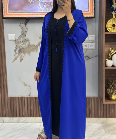👑 قفطان من قطعتين بألوان متناسقة – أناقة تجمع بين الفخامة والانسجام