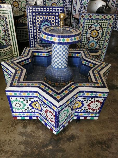 Moroccan floor Fountain made from mosaic tiles, Moroccan Water Fountain, Floor fountain For your Terrace Garden .