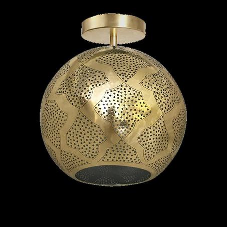 Handcrafted Moroccan Brass Semi-Flush Pendant Light - Decorative Globe Ceiling Lamp, Luxury Moroccan Home Decor Lighting