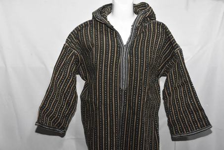 Djellaba marocaine robe longue pour homme, caftan marocain gris & blanc pour homme et femme
