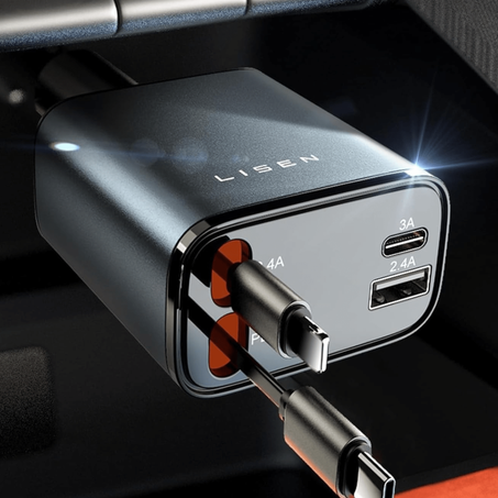 شاحن سيارة قابل للسحب 4 في 1