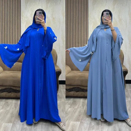 عباية + شال توب كريب روزا