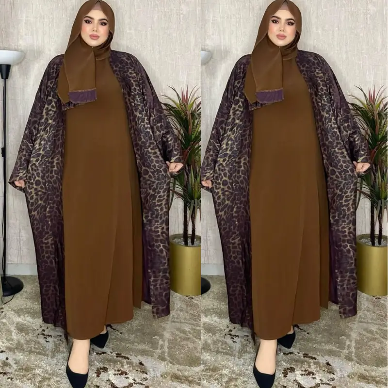 عباية توب كريب حرير تتكون من 2 قطع + شال هدية