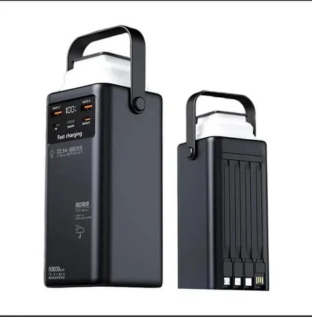 Batterie externe de secours pour smartphone 70 000 mAh, portable, avec câble et lumière