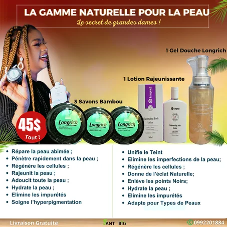 COMBO BEAUTE SAVON + LOTION RAJEUNISSANTE + GEL DOUCHE LONGRICH
