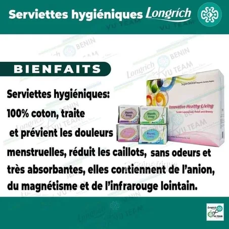 BANDES HYGIÉNIQUES et PROTÈGES SLIPS MAGNIFIQUES-Longrich