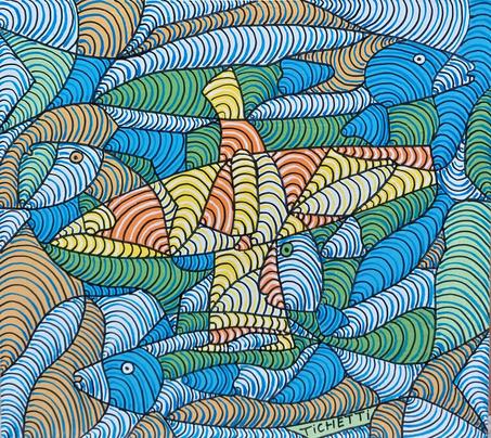 A small painting by the visual artist Nour Eddine Tichetti